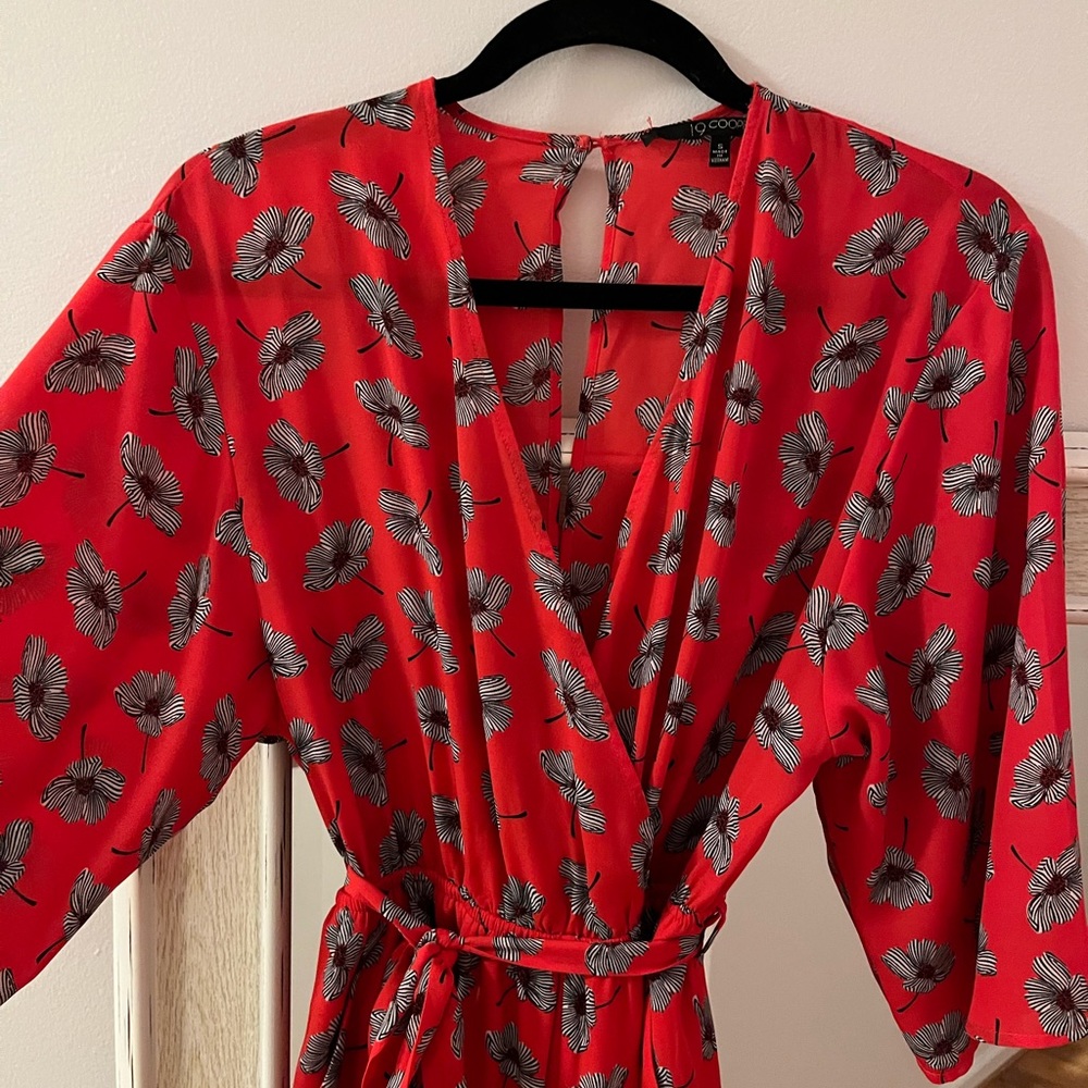 Printed wrap wide leg jumpsuit